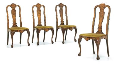 A set of 4 high back chairs, - Di provenienza aristocratica