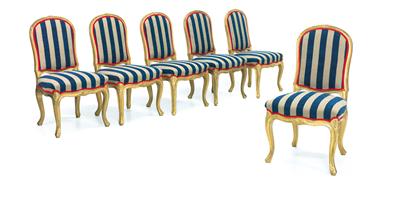 A set of 6 chairs in Louis XV style, - Majetek aristokratického původu a předměty důležitých proveniencí