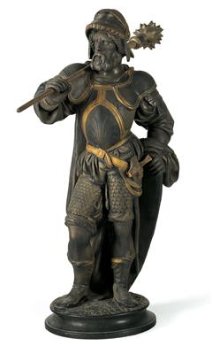 A terracotta figurine depicting a landsknecht, - Property from Aristocratic Estates and Important Provenance