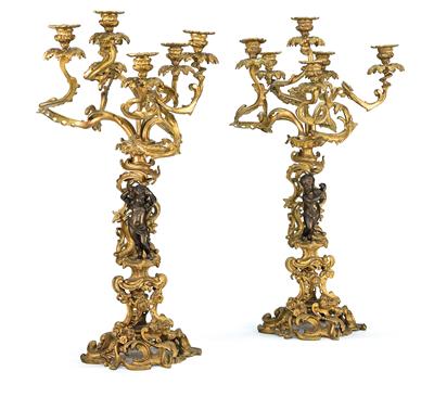 Pair of candelabras, - Furniture and Decorative Art