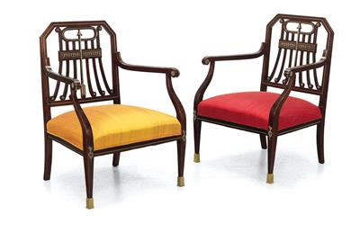 Pair of Neo-Classical revival style armchairs, - Furniture and Decorative Art