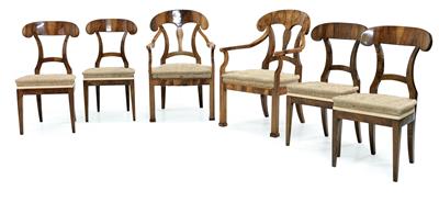 Set of 4 Biedermeier chairs and 2 armchairs, - Furniture and Decorative Art