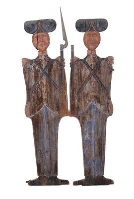 Two door wings in the form of soldiers, - Mobili rustici