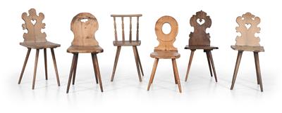 6 different rustic chairs, - Mobili rustici
