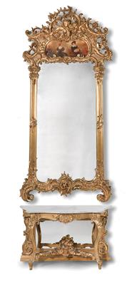 Large mirror with console, - Mobili e arti decorative