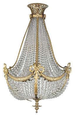 Decorative basket-shaped chandelier, - Mobili e arti decorative