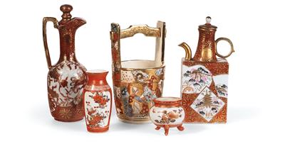 2 Kutani jugs, 1 small vase, 1 small pot without cover, 1 Satsuma vessel, Japan, Meiji/Taisho Period - Property from Aristocratic Estates and Important Provenance