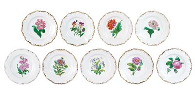 9 floral plates, Pirkenhammer c. 1840/50 - Di provenienza aristocratica