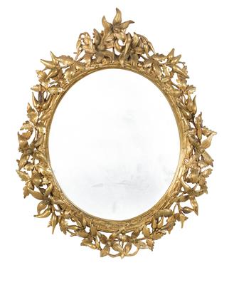 An oval wall mirror, - Di provenienza aristocratica
