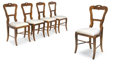 A set of 5 late Biedermeier chairs, - Majetek aristokratického původu a předměty důležitých proveniencí