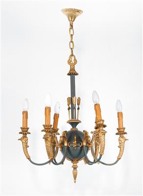 A metal chandelier in Empire style, - Furniture and Decorative Art