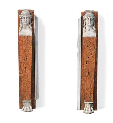 A pair of Neo-Classical fireplace caryatids, - Mobili e arti decorative