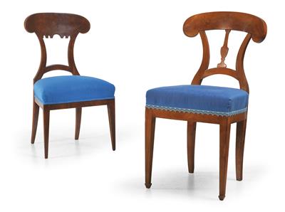 Two slightly different Biedermeier chairs, - Furniture and Decorative Art