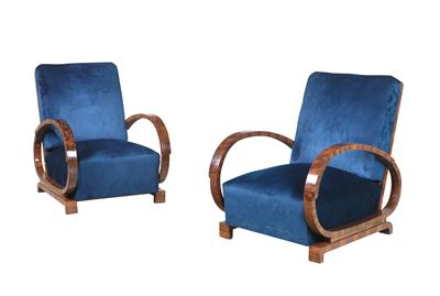 A pair of Art Deco armchairs, - Furniture and Decorative Art