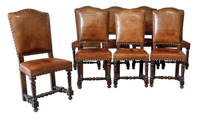 A Set of 8 Provincial Baroque Chairs, - Rustic Furniture