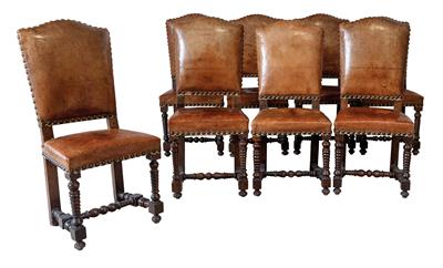 A Set of 8 Provincial Baroque Chairs, - Mobili rustici