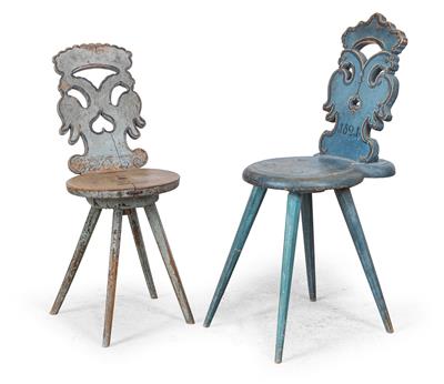 Two Slightly Different Plank Chairs, - Mobili rustici
