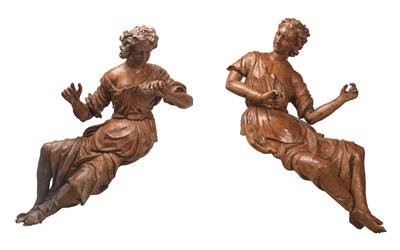 A Pair of Large Sculpted Figures, - Furniture and Decorative Art