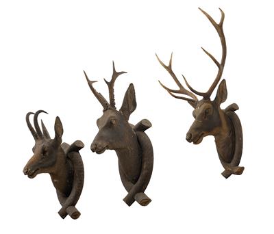 A Set with a Stag, Roe Deer and Chamois, - Property from Aristocratic Estates and Important Provenance