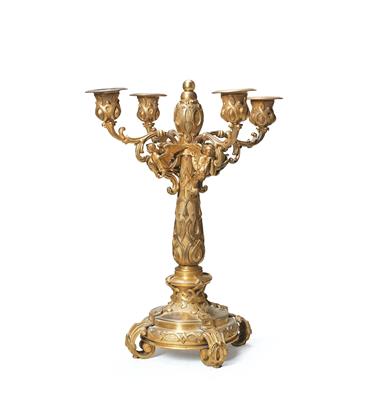 A Historicist Bronze Candelabrum, - Di provenienza aristocratica