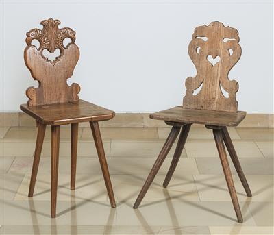 2 Slightly Different Plank Chairs, - Nábytek