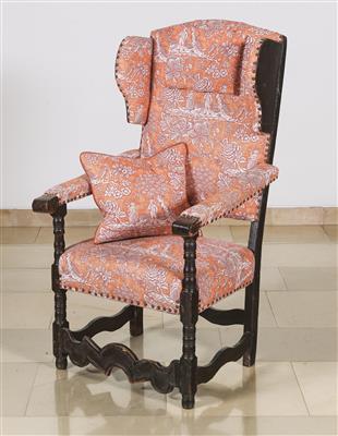 A Baroque Wing-Back Armchair, - Furniture