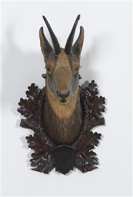 A Chamois Head Hunting Trophy with Horns, - Furniture