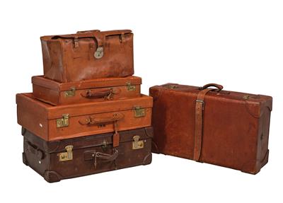 A Mixed Lot of 5 Leather Cases, - Di provenienza aristocratica