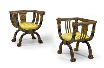 A Pair of Decorative Armchairs, - Asie, starožitnosti a nábytek - Část 2