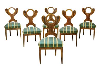 A Set of 6 Viennese Biedermeier Chairs, - Asie, starožitnosti a nábytek - Část 2