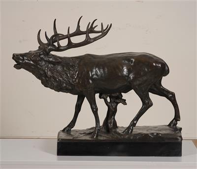 A Large Roaring Stag, - Furniture