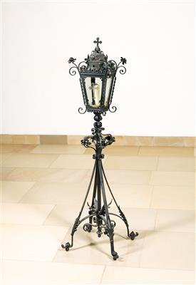 A Half-Height Historicist Wrought Iron Lantern, - Furniture