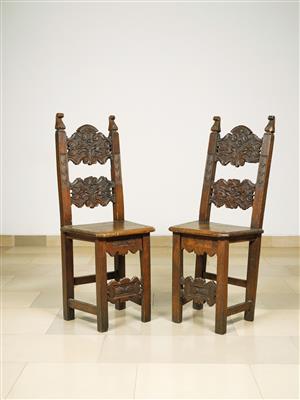 A Pair of Early Baroque Chairs, - Mobili