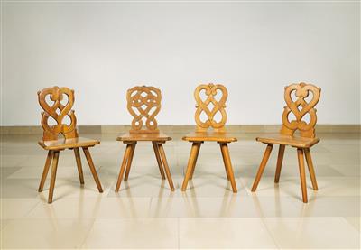 A Set of 4 Children’s Plank Chairs, - Mobili