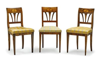 Satz von 3 Biedermeier Sesseln, - Aus aristokratischem Besitz und bedeutender Provenienz