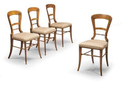 A Set of 4 Elegant Biedermeier Chairs in the Manner of Danhauser, - Majetek aristokratického původu a předměty důležitých proveniencí