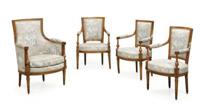 An Ensemble of Three Armchairs and One Bergere, - Furniture