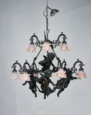 A Historicist Metal Chandelier, - Furniture