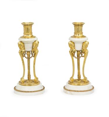 A Pair of Directoire Candlesticks, - Nábytek