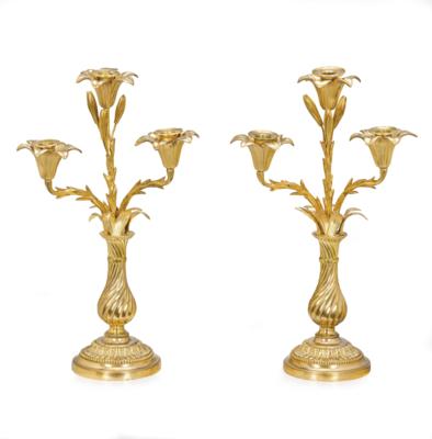 A Pair of Girandoles with Lilies, - Furniture