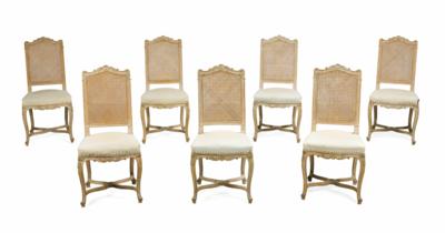 A Set of 7 Chairs in Baroque Style, - Nábytek