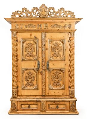 An Important Wedding Cabinet with Attachment from Kitzbühel, - Lidový nábytek