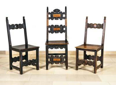A Mixed Lot of 3 (2 Matching) Armchairs in Early Baroque Style, - Lidový nábytek