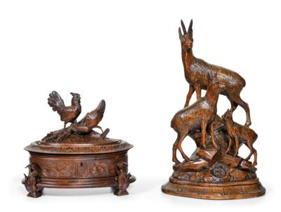 A Mixed Lot with a Casket and an Ibex Group, - County Furniture