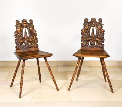 A Pair of Plank Chairs, - County Furniture