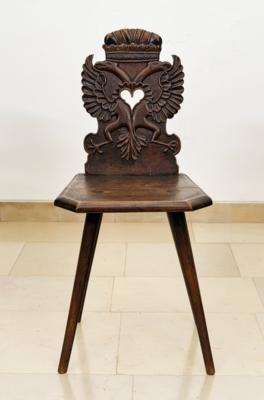 A Rare Plank Chair with Double Eagle, - Mobili rustici