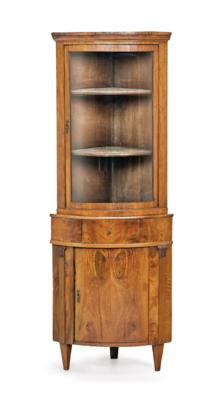 Biedermeier Eckaufsatzvitrine, - Aus aristokratischem Besitz und bedeutender Provenienz