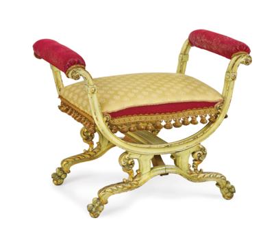 Neoklassizistisches Tabouret bzw. Hocker i. Wiegenform, - Majetek aristokratického původu a předměty důležitých proveniencí