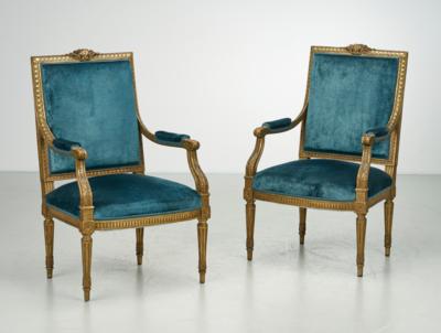 Paar Armlehnstühle im Louis XVI-Stil, - Mobili e interni