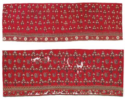 2 indische Textilien, - Orientteppiche, Textilien und Tapisserien